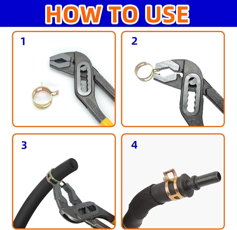 NexSync 100 Pcs Adjustable Spring Hose Clamps, Spring Band Clips Clamps Kit, Silicone Vacuum Hose Water Pipe Air Tube Low Pressure Clamps Fastener Assortment Kit - 6mm/7mm/8mm/9mm/10mm - Image 5